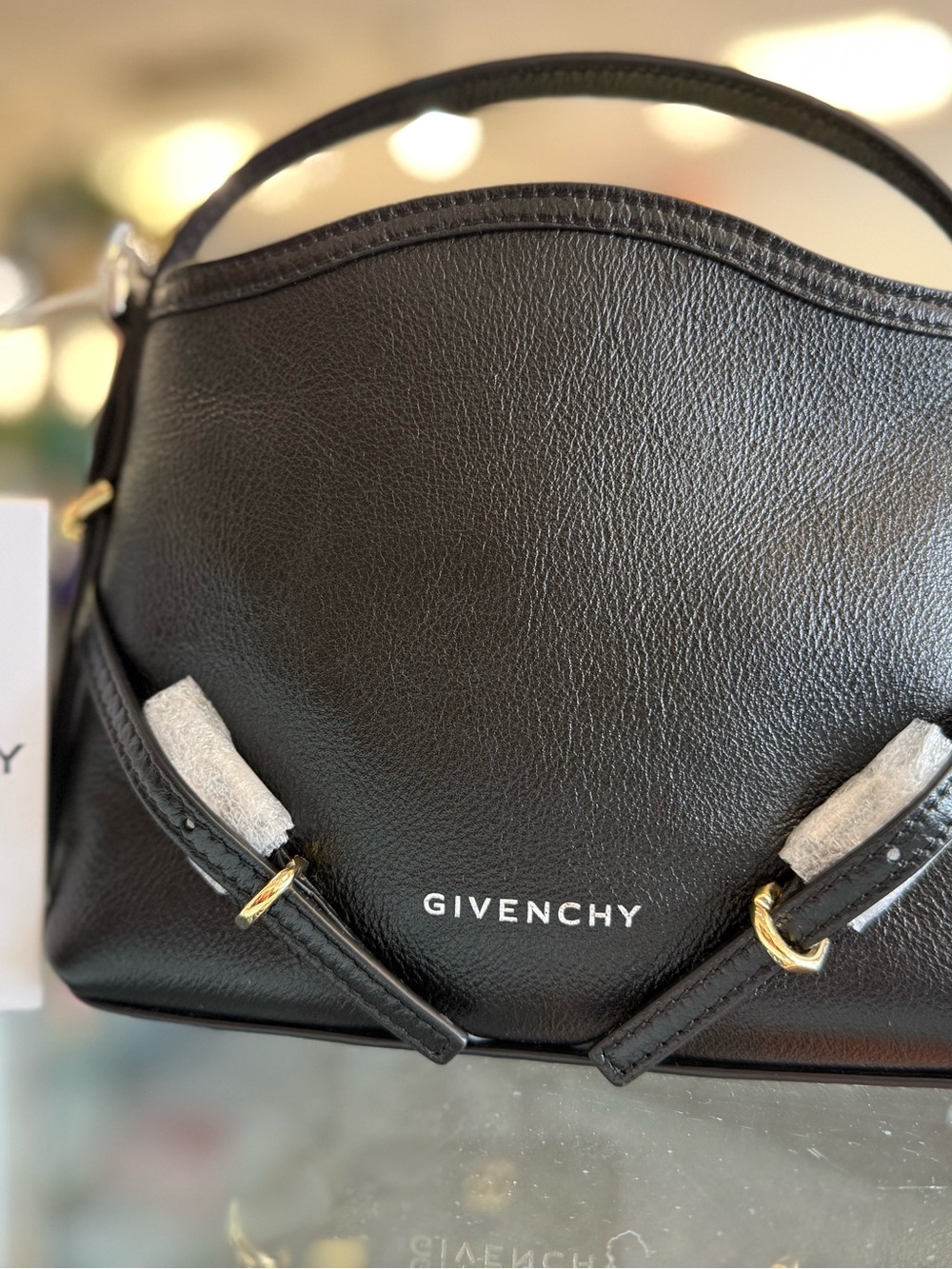 NWT Givenchy Black Pebbled Leather Mini Nano Voyou Crossbody Bag.